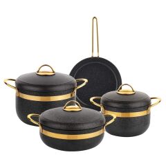 Schafer Goldie Tencere Seti 7 Parça-Siyah
