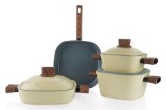 Schafer Challenger Seramik Tencere Seti 7 Parça-Krem